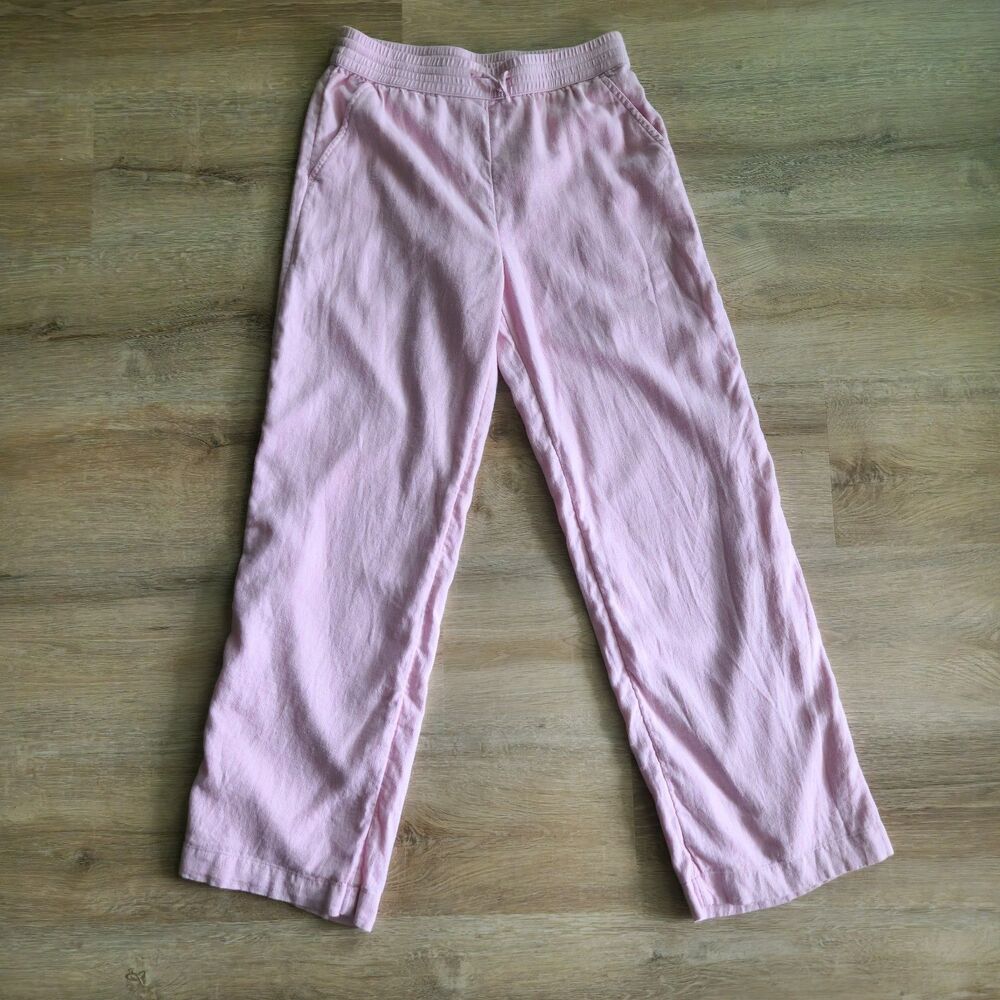 Abercrombie Kids Linen Blend Wide Leg Cotton Gauze Pants Pink Size 13/14